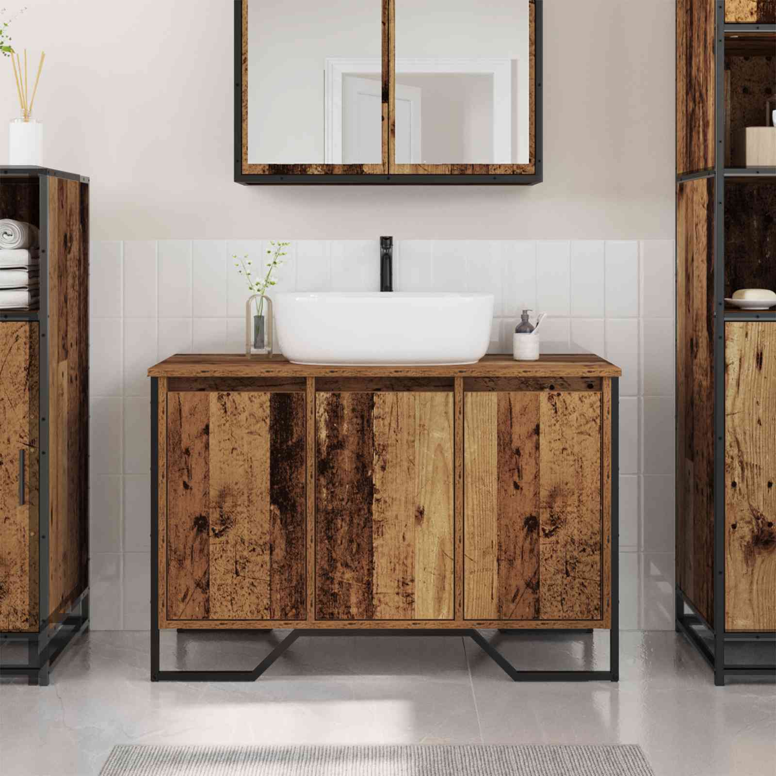Waschbeckenschrank Altes Holz 91x35x60 cm Spanplatte
