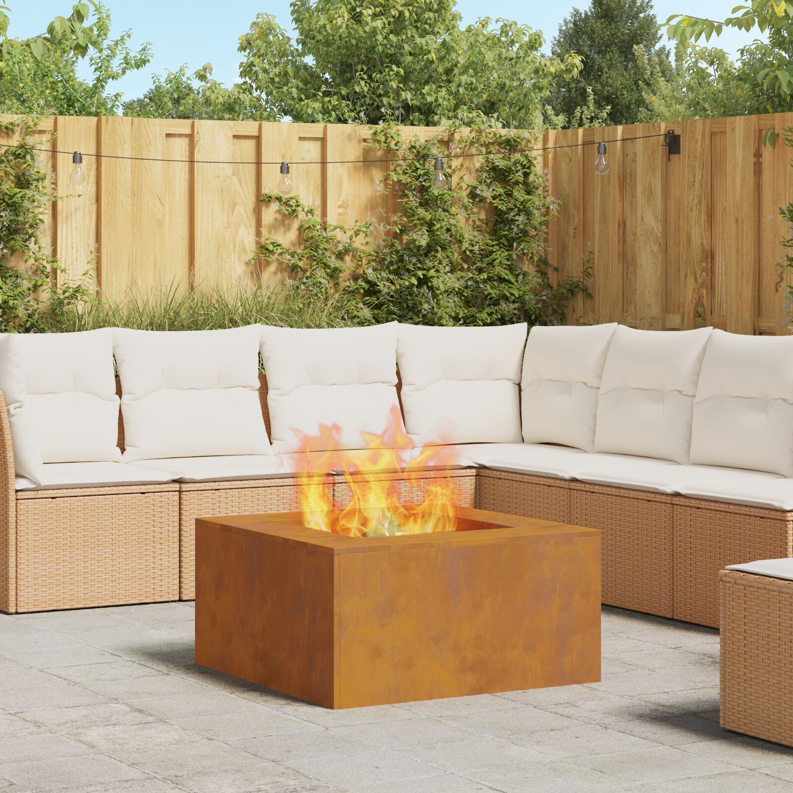 vidaXL Feuerstelle Quadrat 80x80x40 cm Wetterfester Stahl