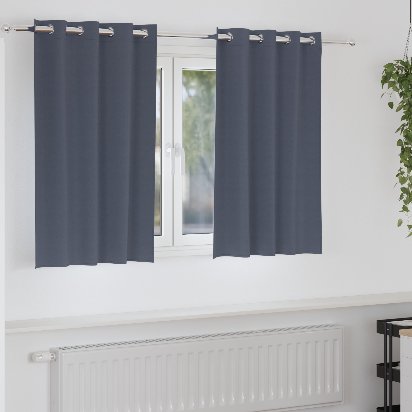 Vorhänge mit Vorhängen 2 pcs Anthrazit 140 x 140 cm Polyester
