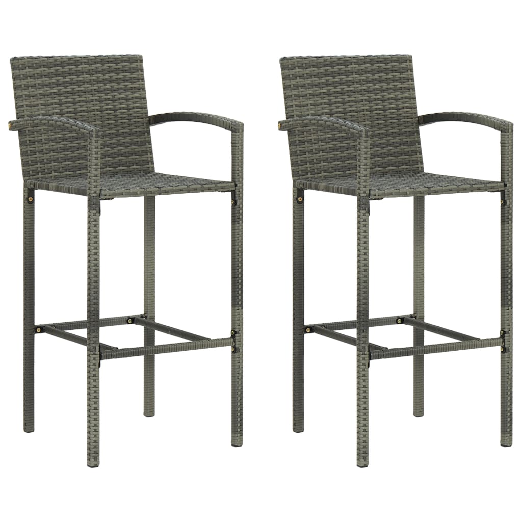 Barhocker 2 Stk. Grau Poly Rattan Barhocker 2 Stk. Grau Poly Rattan