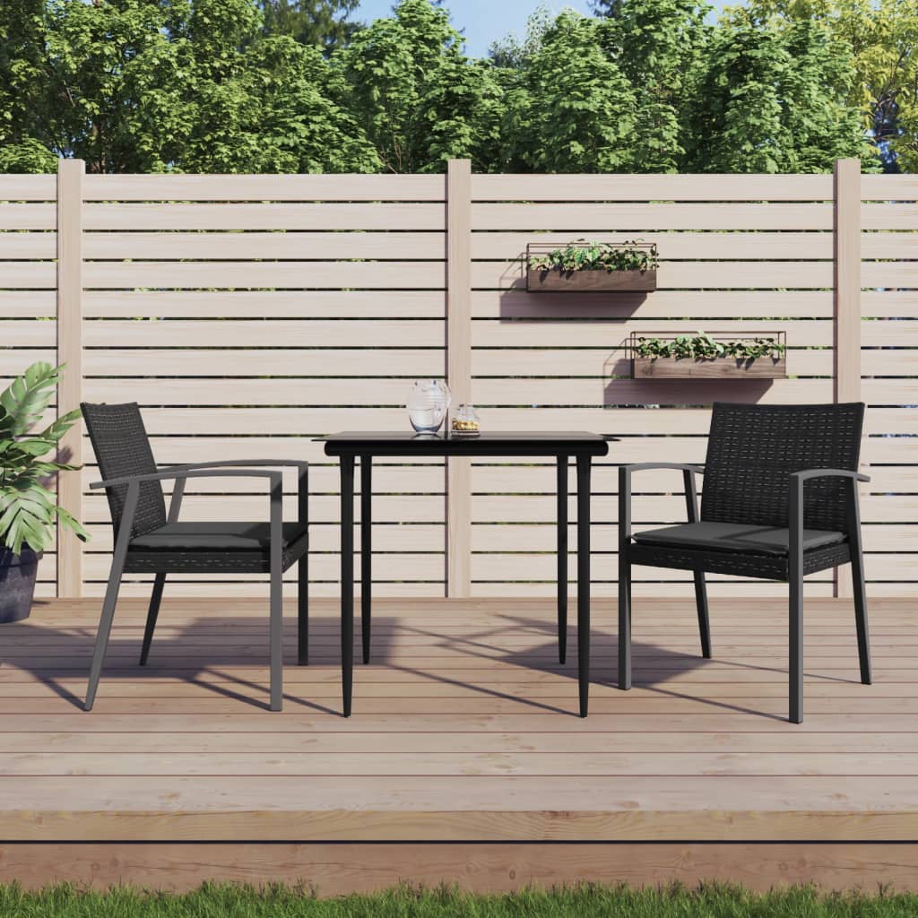 3-tlg. Garten-Essgruppe mit Kissen Poly Rattan und Stahl 3-tlg. Garten-Essgruppe mit Kissen Poly Rattan und Stahl
