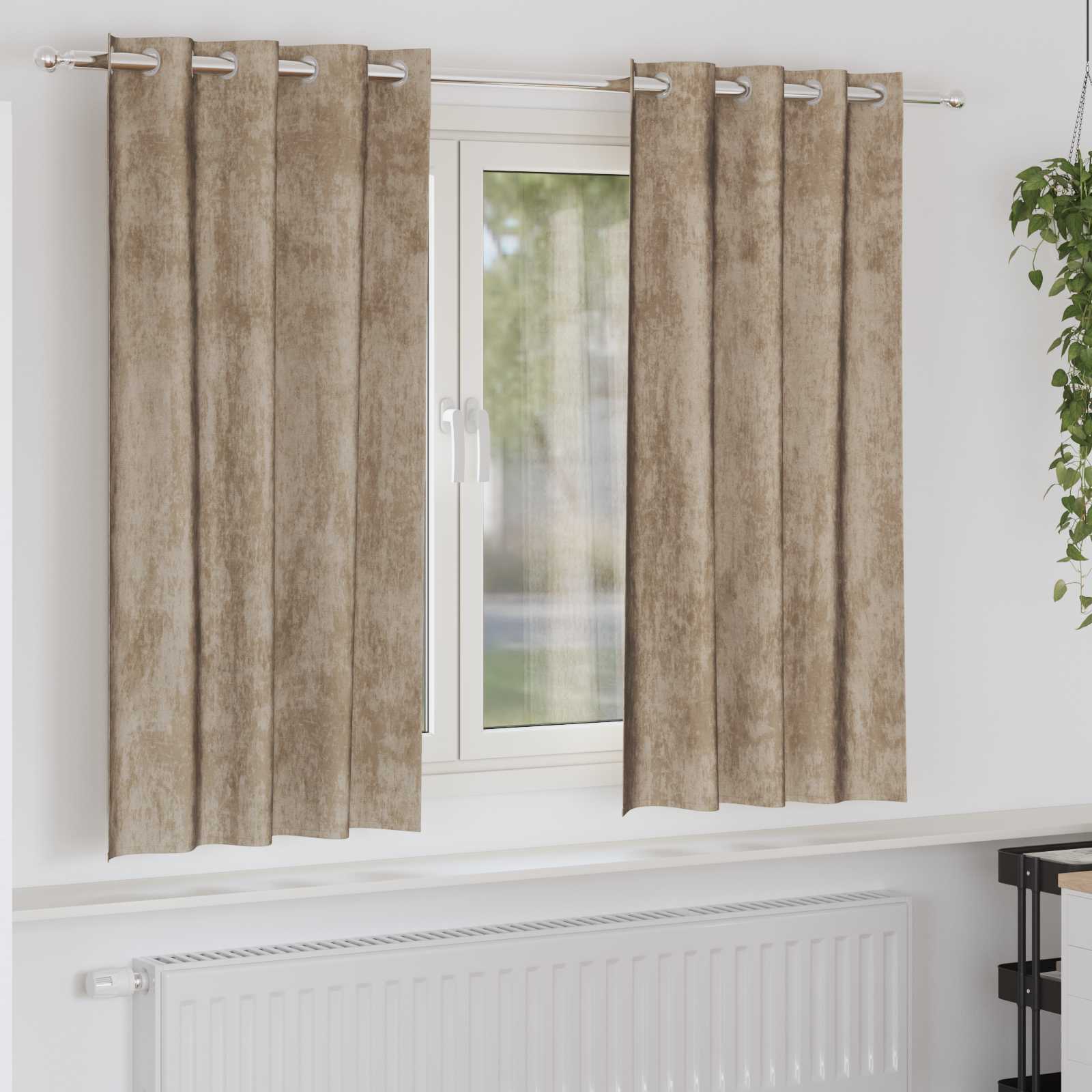 Samtvorhänge Champagner Polyester 140 x 175 cm