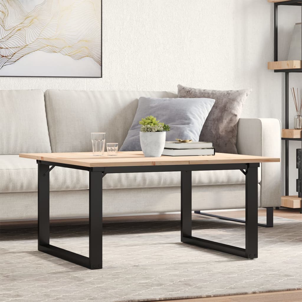 Couchtisch O-Gestell 80x80x45cm Massivholz Kiefer und Gusseisen
