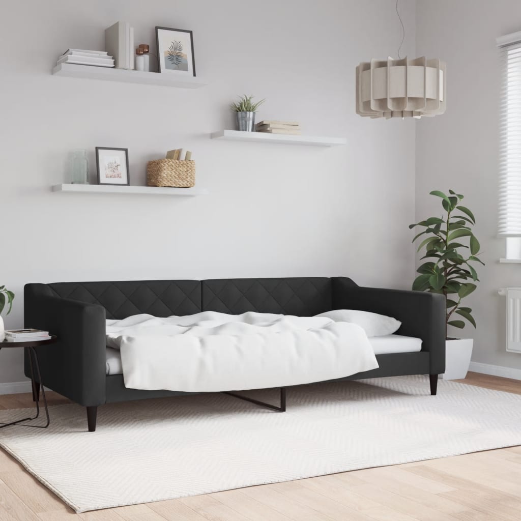 Tagesbett Schwarz 100x200 cm Stoff
