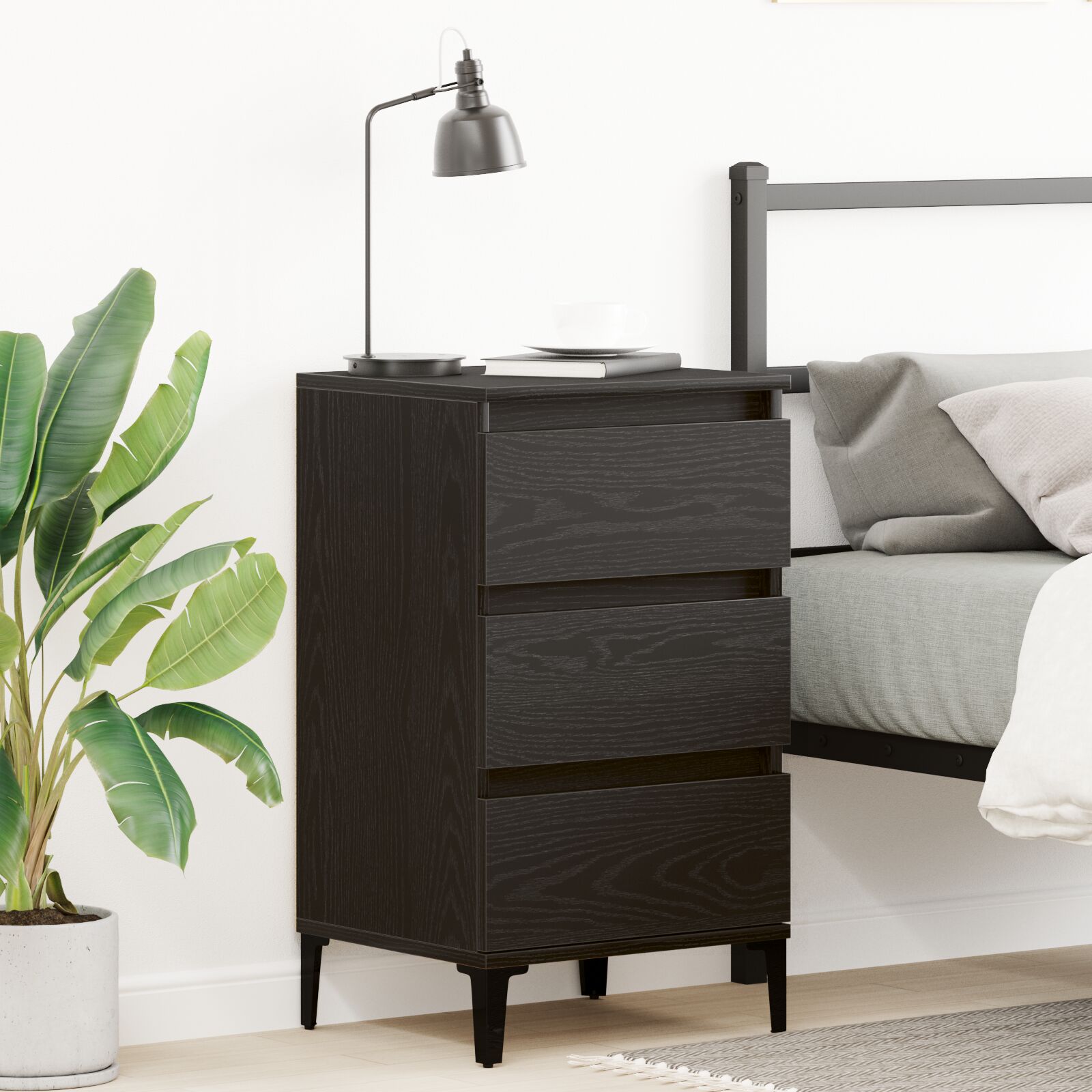 vidaXL Nachttisch Schwarz Eiche 40x35x70 cm Holzwerkstoff