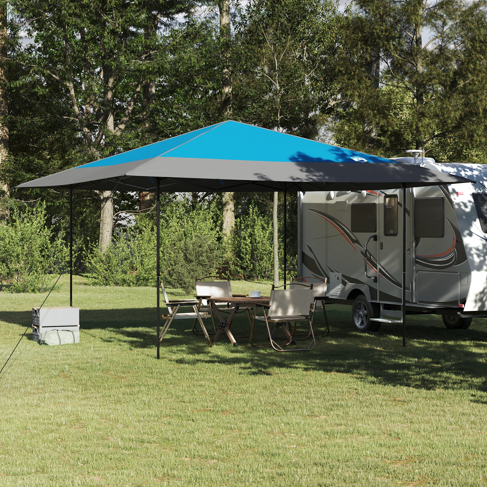 Pavillon-Zelt Blau 400 x 400 x 227 / 236 / 245 cm Oxford Stoff