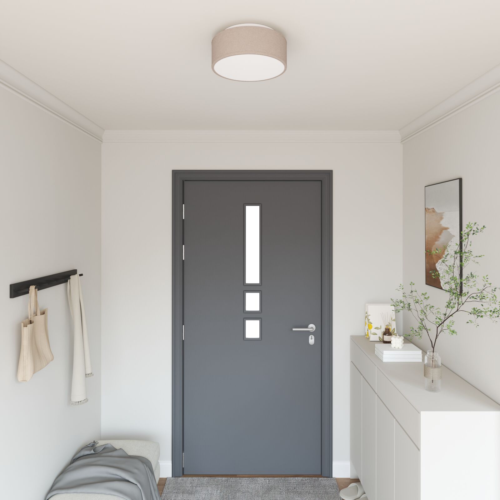 Deckenleuchte Taupe Ø 30 cm Stoff E27