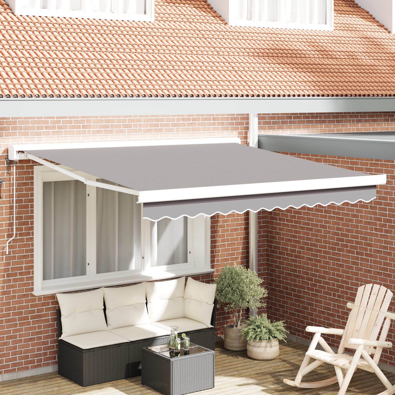 Automatische einziehbare Markise Hellgrau 300x250 cm