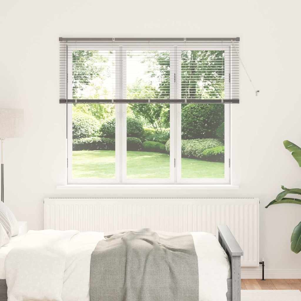 Fenster Jalousie mit Vorhängen Silber 80 x 130 cm Aluminium