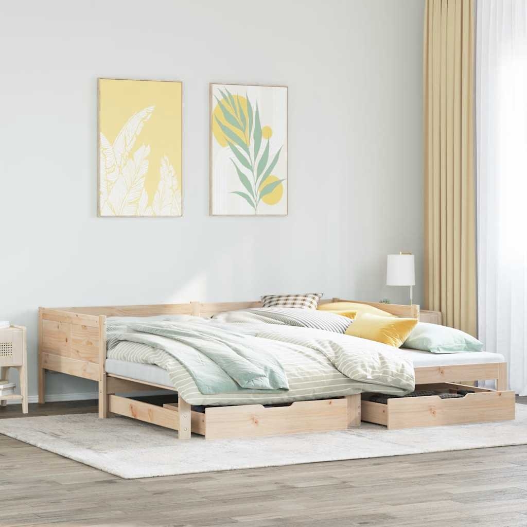 Tagesbett Ausziehbar mit Schubladen ohne Matratze 90x190 cm