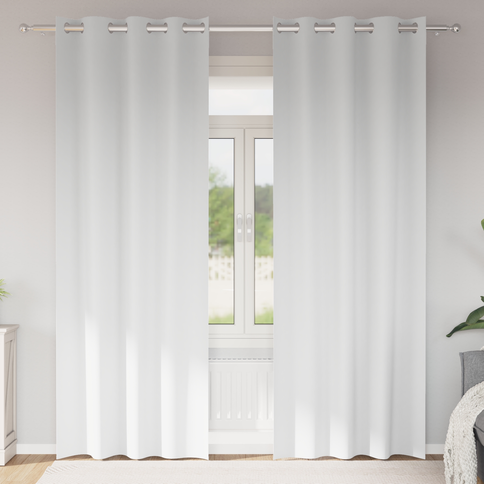 Vorhänge mit Vorhängen 2 pcs Reinweiß 260 x 140 cm Polyester