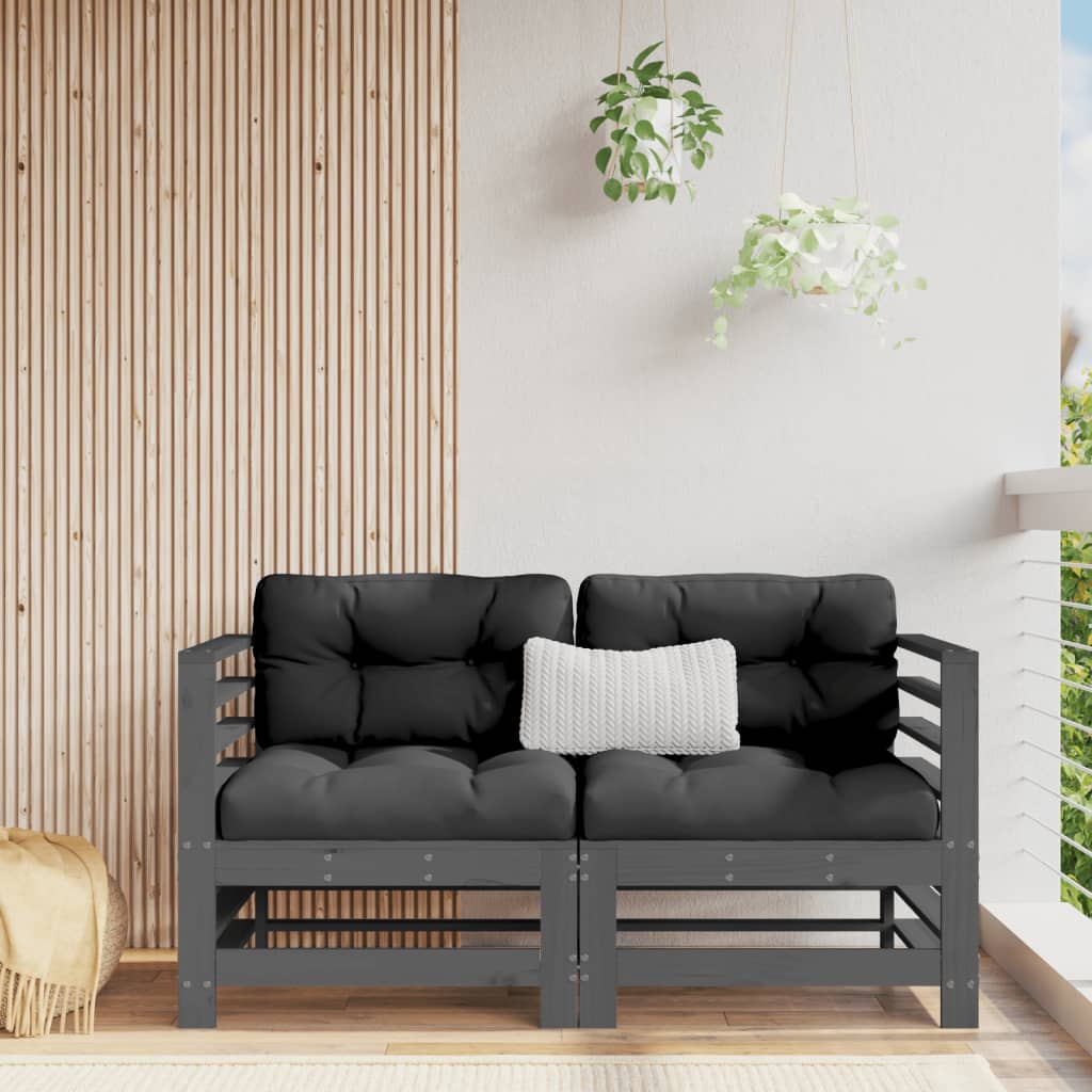 Ecksofas mit Kissen 2 Stk. Grau Massivholz Kiefer Ecksofas mit Kissen 2 Stk. Grau Massivholz Kiefer