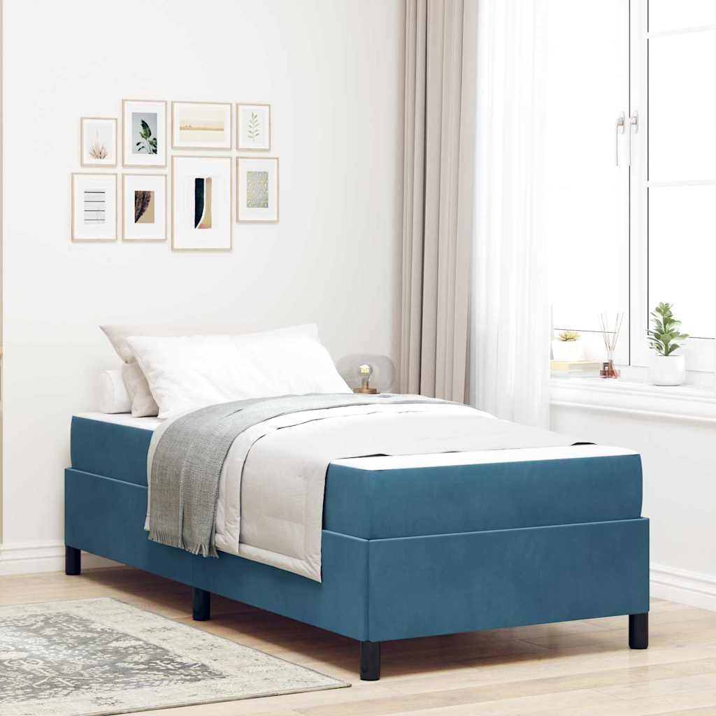 Bettgestell Sonstiges Dunkelblau und Weiß 90 x 200 cm Samt