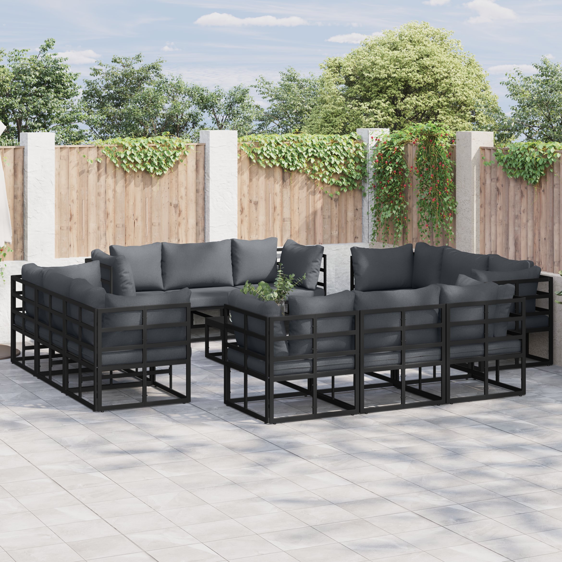 Garten-Sofa-Set 12 pcs Schwarz 213 x 71.5 x 71 cm Aluminium Garten-Sofa-Set 12 pcs Schwarz 213 x 71.5 x 71 cm Aluminium