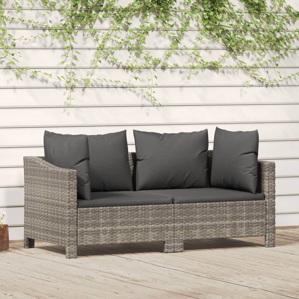2-tlg. Garten-Lounge-Set mit Kissen Grau Poly Rattan 2-tlg. Garten-Lounge-Set mit Kissen Grau Poly Rattan