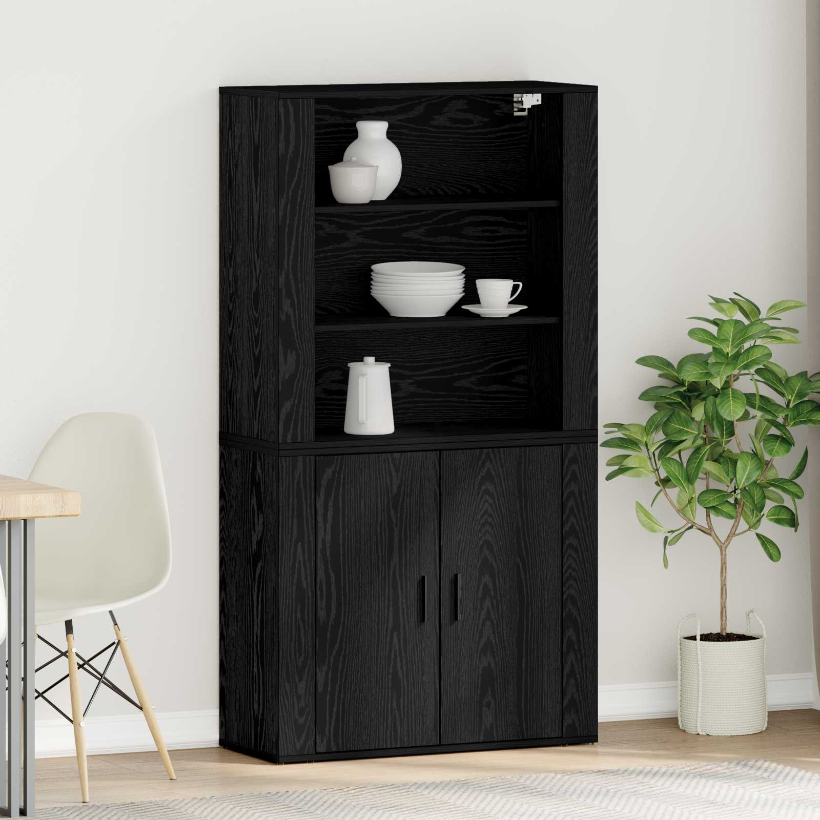 Highboard Schwarze Eiche Konstruiertes Holz