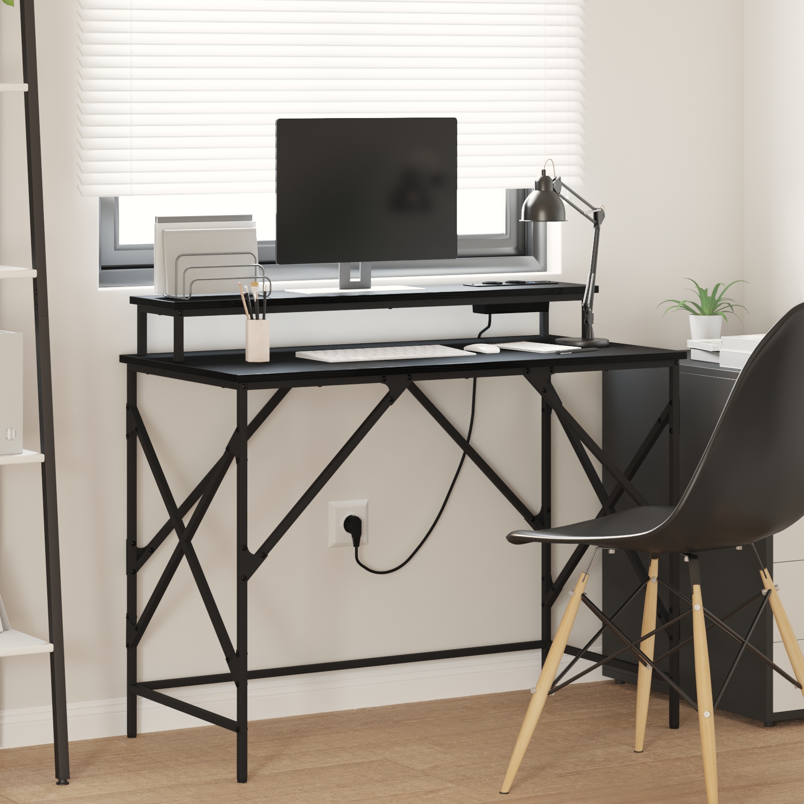 Schreibtisch Schwarze Eiche 100 x 50 x 86.5 cm Holzwerkstoff