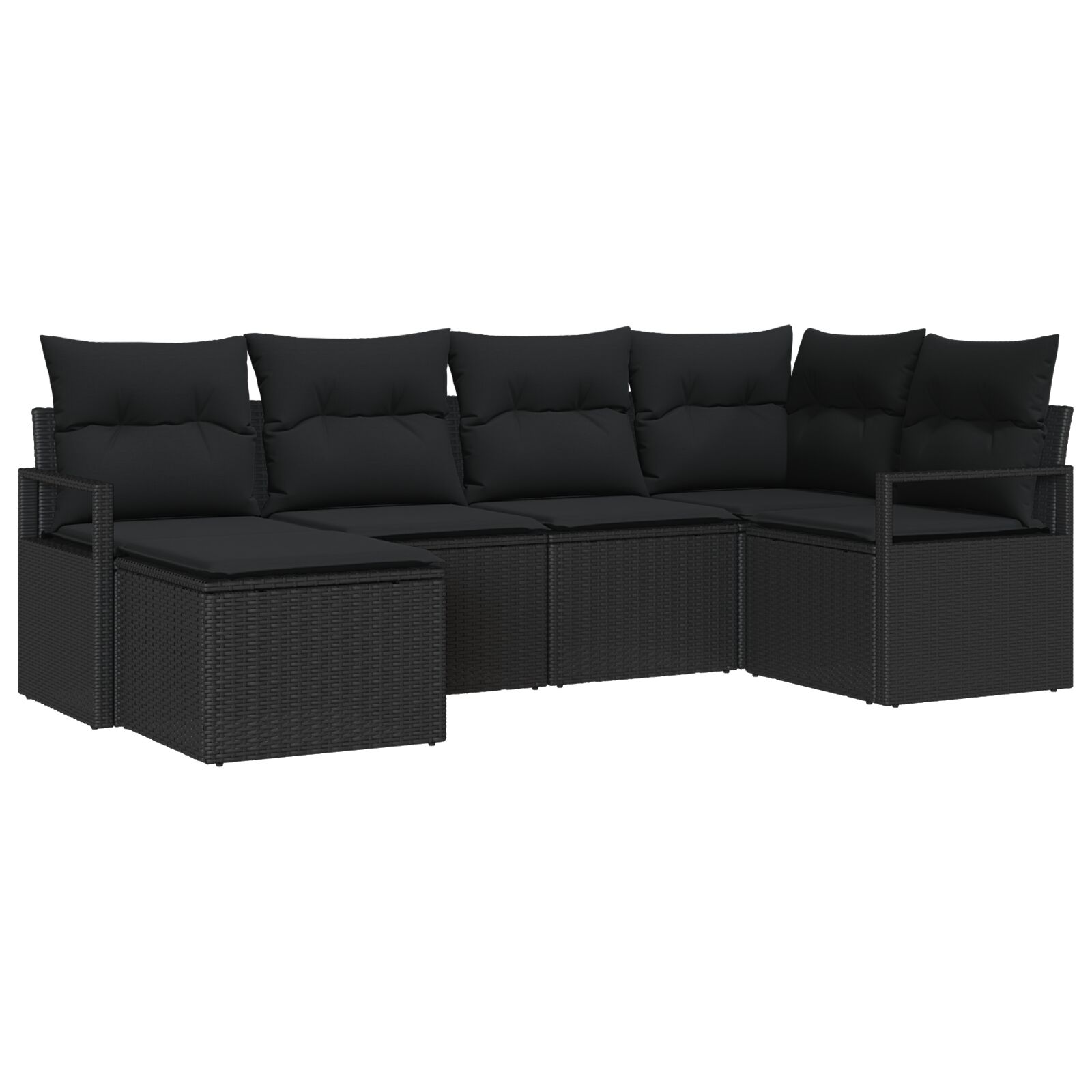 6-teiliges Garten Sofa Set mit Kissen Schwarz Poly-Rattan, 2-Sitzer Garten Sofa mit Kissen Schwarz Poly-Rattan 6-teiliges Garten Sofa Set mit Kissen Schwarz Poly-Rattan, 2-Sitzer Garten Sofa mit Kissen Schwarz Poly-Rattan