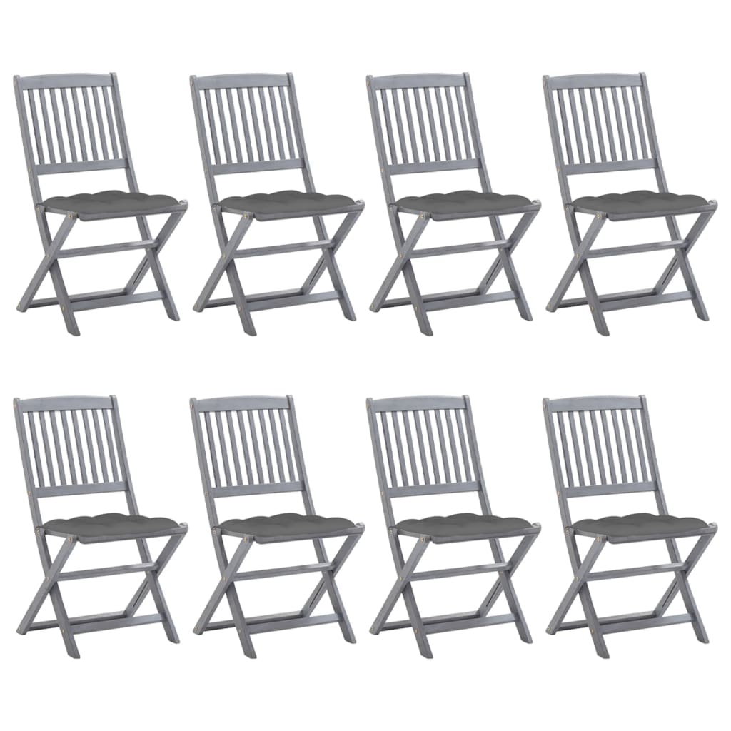 Klappbare Gartenstühle 8 Stk. mit Kissen Massivholz Akazie Klappbare Gartenstühle 8 Stk. mit Kissen Massivholz Akazie