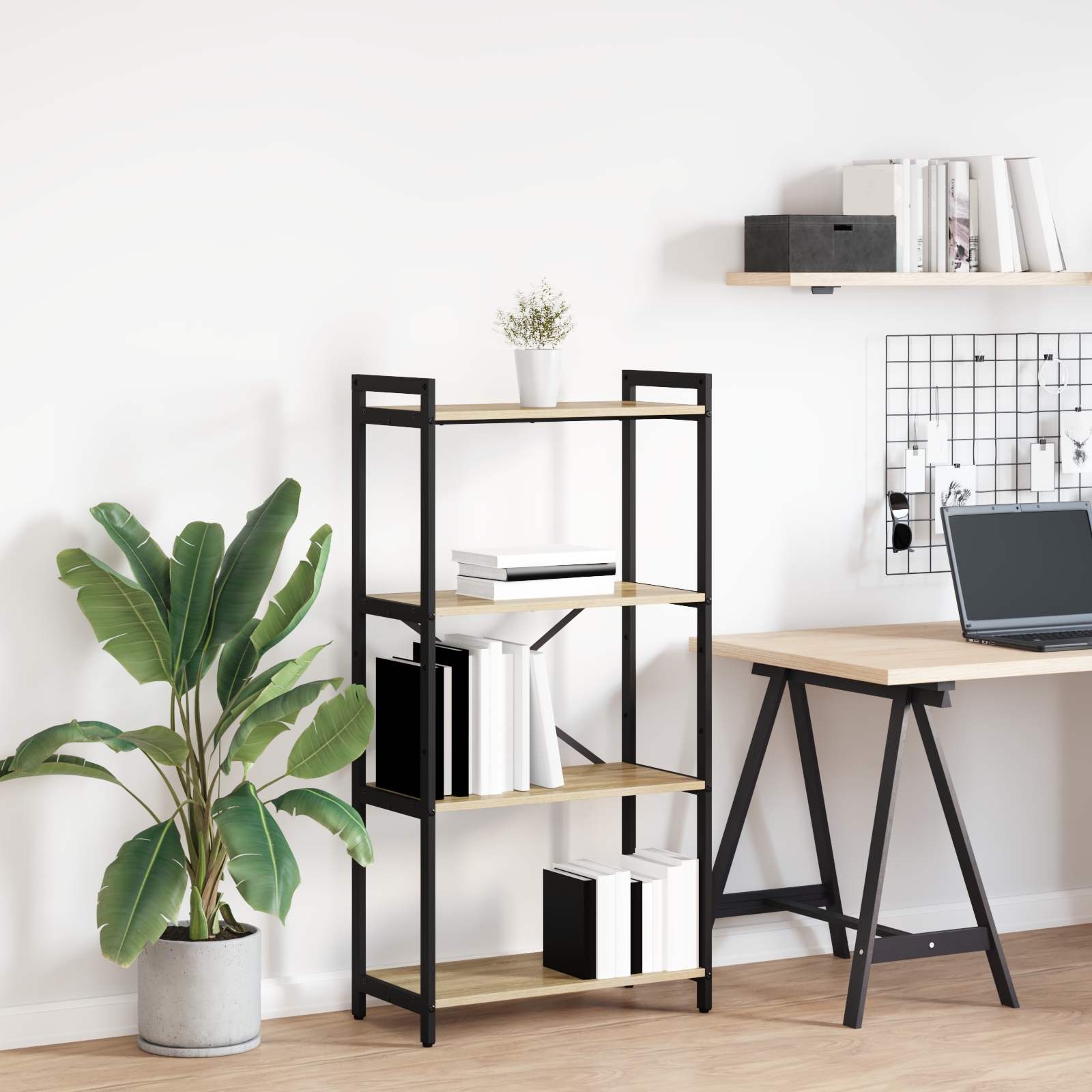 Bücherregal Sonoma Eiche 60 x 30 x 118 cm MDF und Stahl