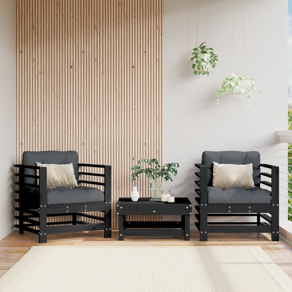 Gartenstühle 2 Stk. Schwarz Massivholz Kiefer Gartenstühle 2 Stk. Schwarz Massivholz Kiefer