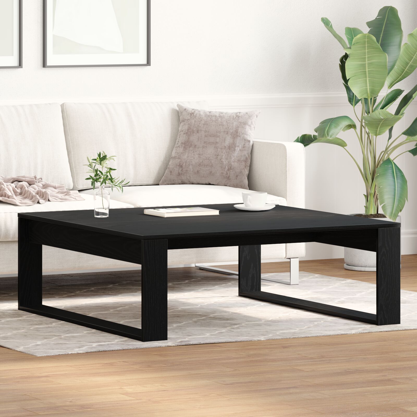 vidaXL Couchtisch Schwarz Eiche 100x100x35 cm Holzwerkstoff