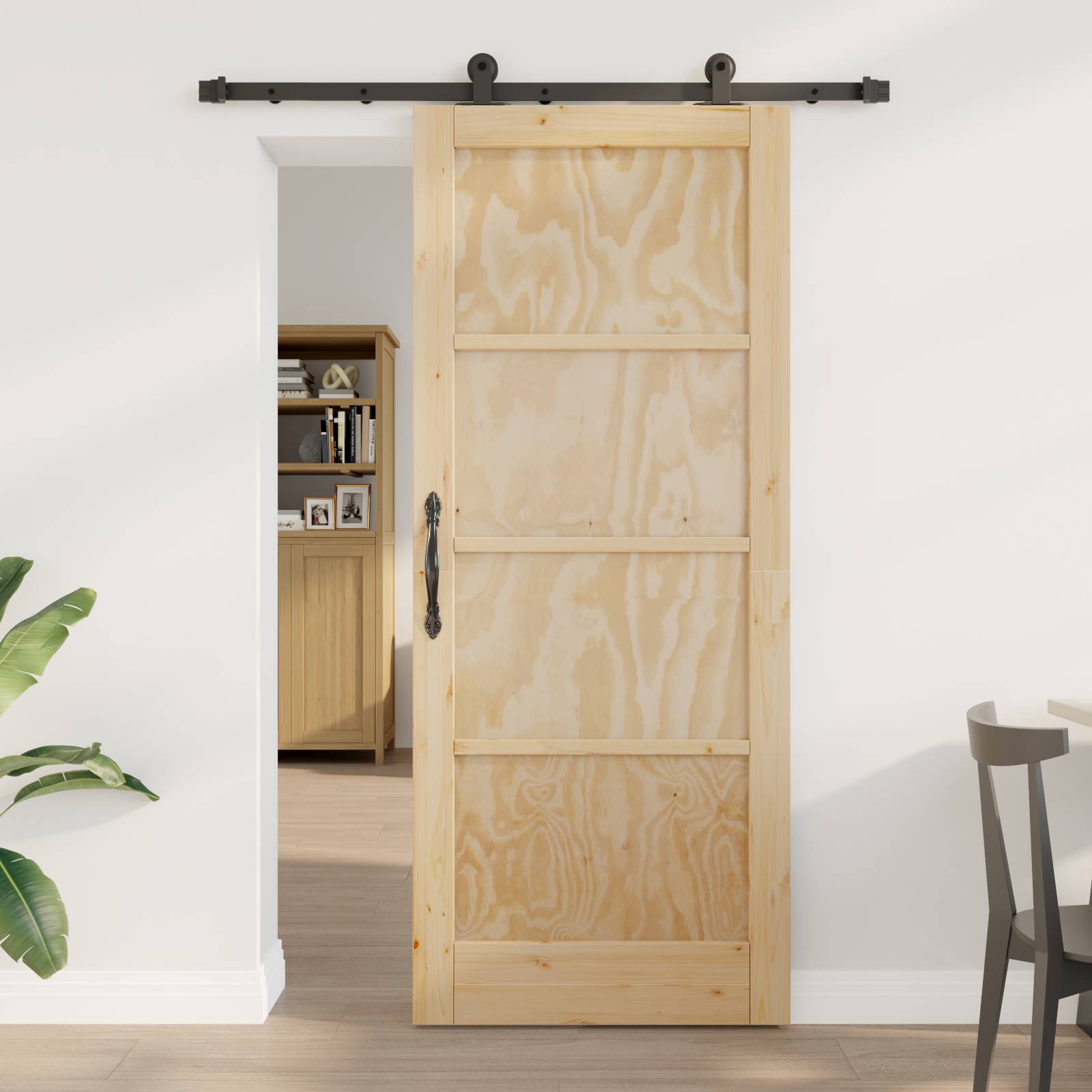 Schiebetür mit Hardware-Set 'ORKDAL'aus Massivholz Kiefer
