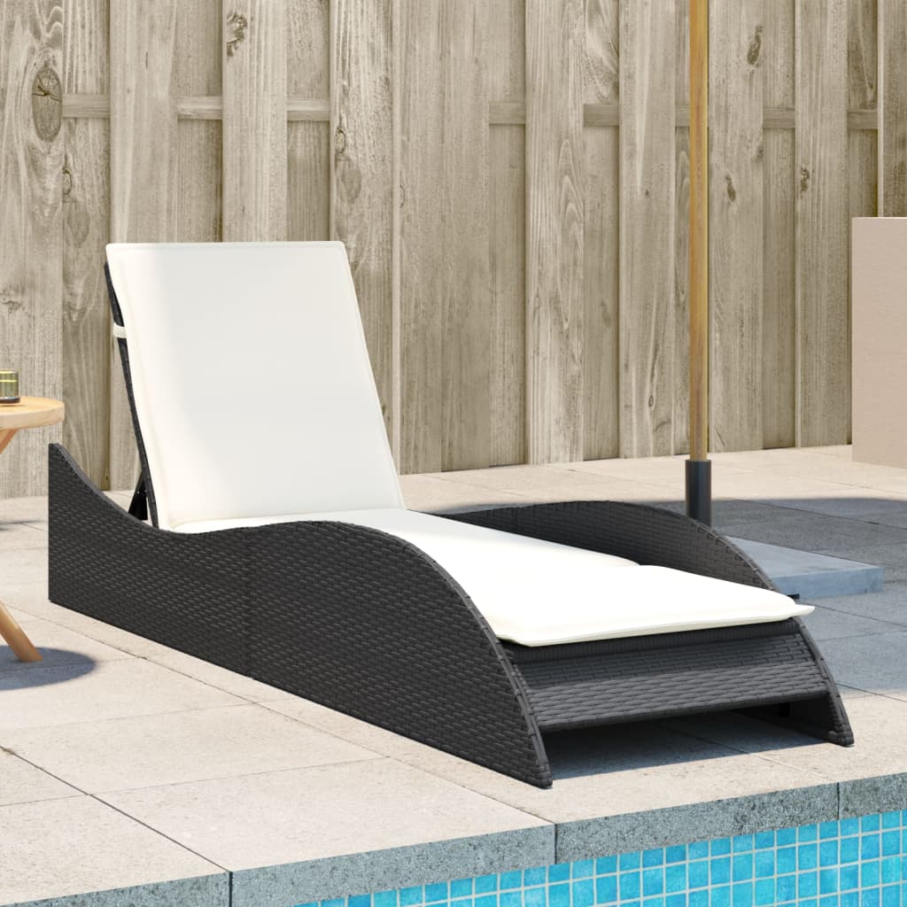 Sonnenliege mit Auflage Schwarz 60x205x73 cm Poly Rattan Sonnenliege mit Auflage Schwarz 60x205x73 cm Poly Rattan