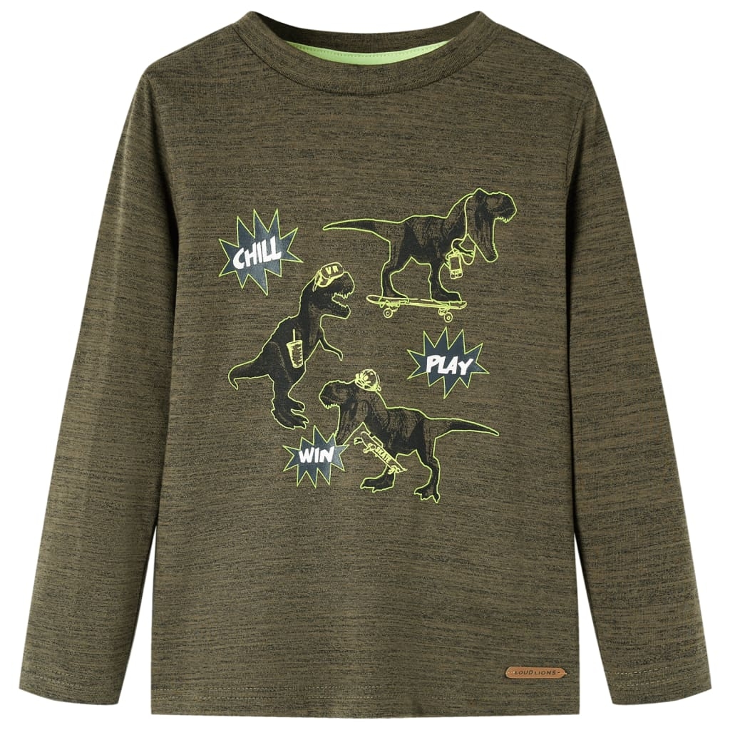 Kinder-Langarmshirt Dunkles Khaki Melange 128