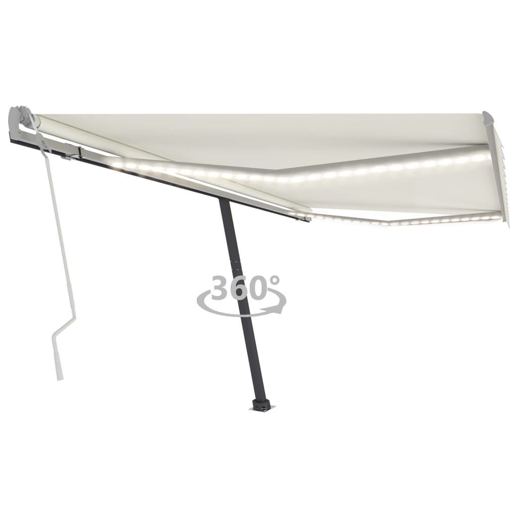 Markise Manuell Einziehbar mit LED 400x350 cm Creme