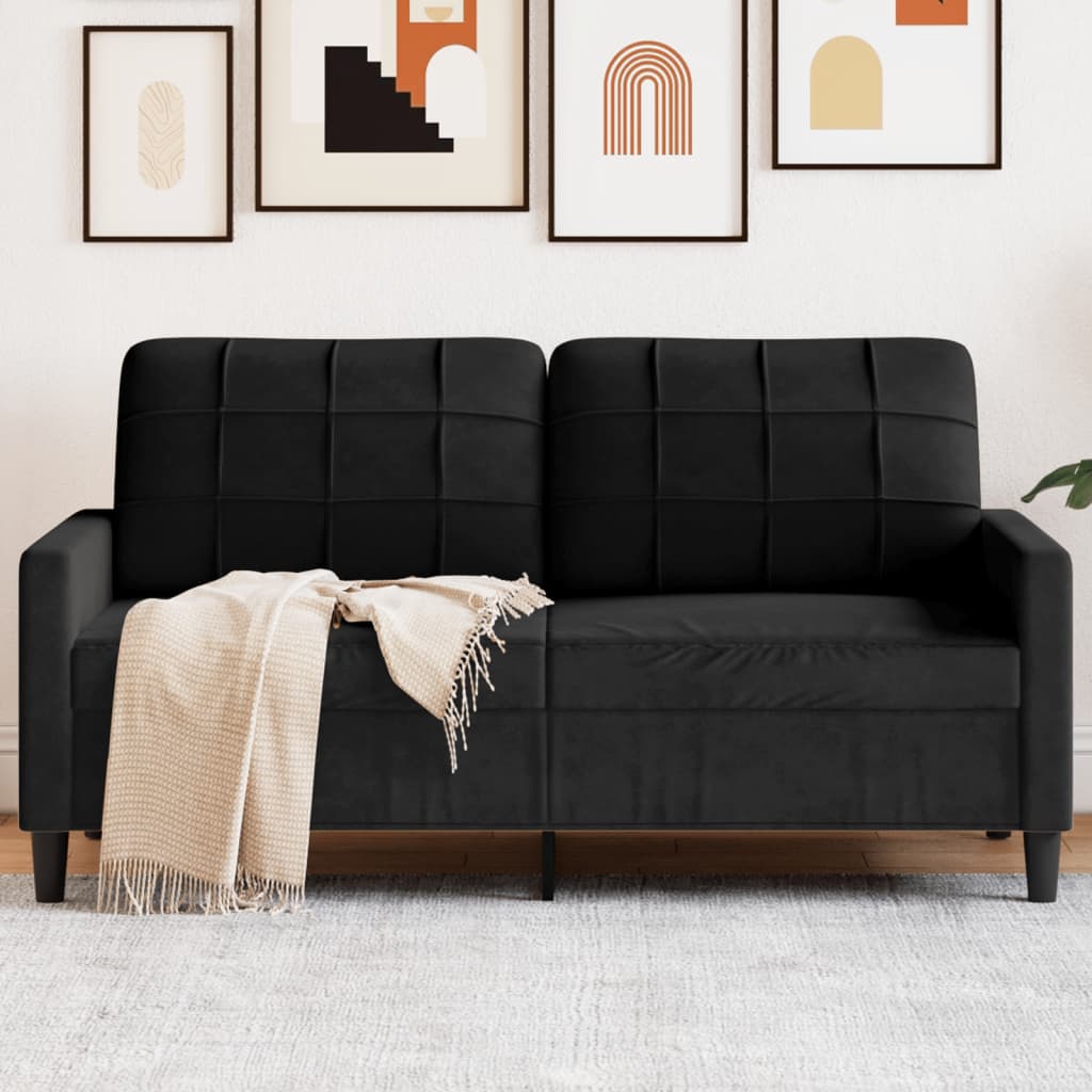 2-Sitzer-Sofa Schwarz 140 cm Samt 2-Sitzer-Sofa Schwarz 140 cm Samt