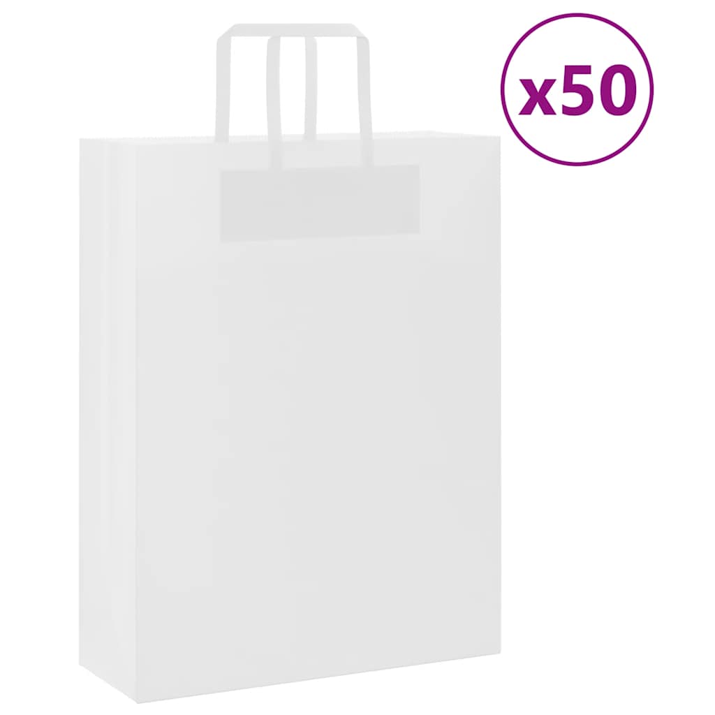 Papiertragetaschen 50 Stk. mit Henkeln Weiß 32x12x42 cm Papiertragetaschen 50 Stk. mit Henkeln Weiß 32x12x42 cm