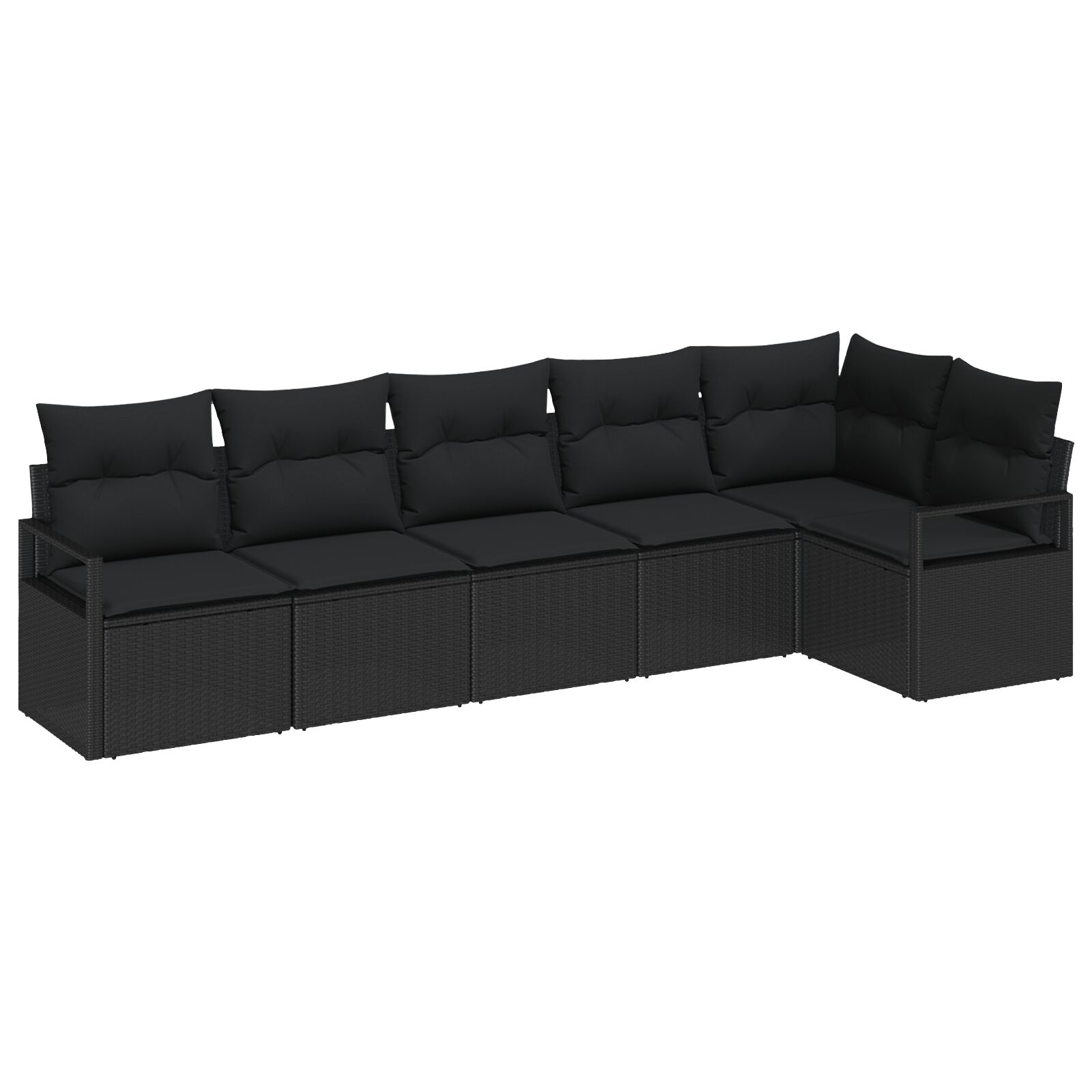 6-teiliges Garten-Sofa-Set mit Kissen Schwarz Poly Rattan, 2-Sitzer Garten-Sofa mit Kissen Schwarz Poly Rattan 6-teiliges Garten-Sofa-Set mit Kissen Schwarz Poly Rattan, 2-Sitzer Garten-Sofa mit Kissen Schwarz Poly Rattan
