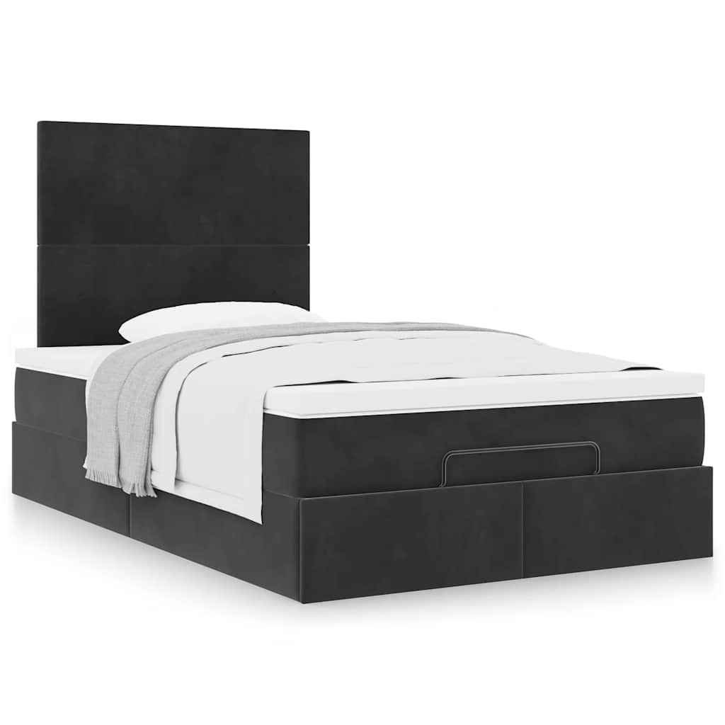 Ottoman-Bett mit Matratzen Schwarz 120x200 cm Samt