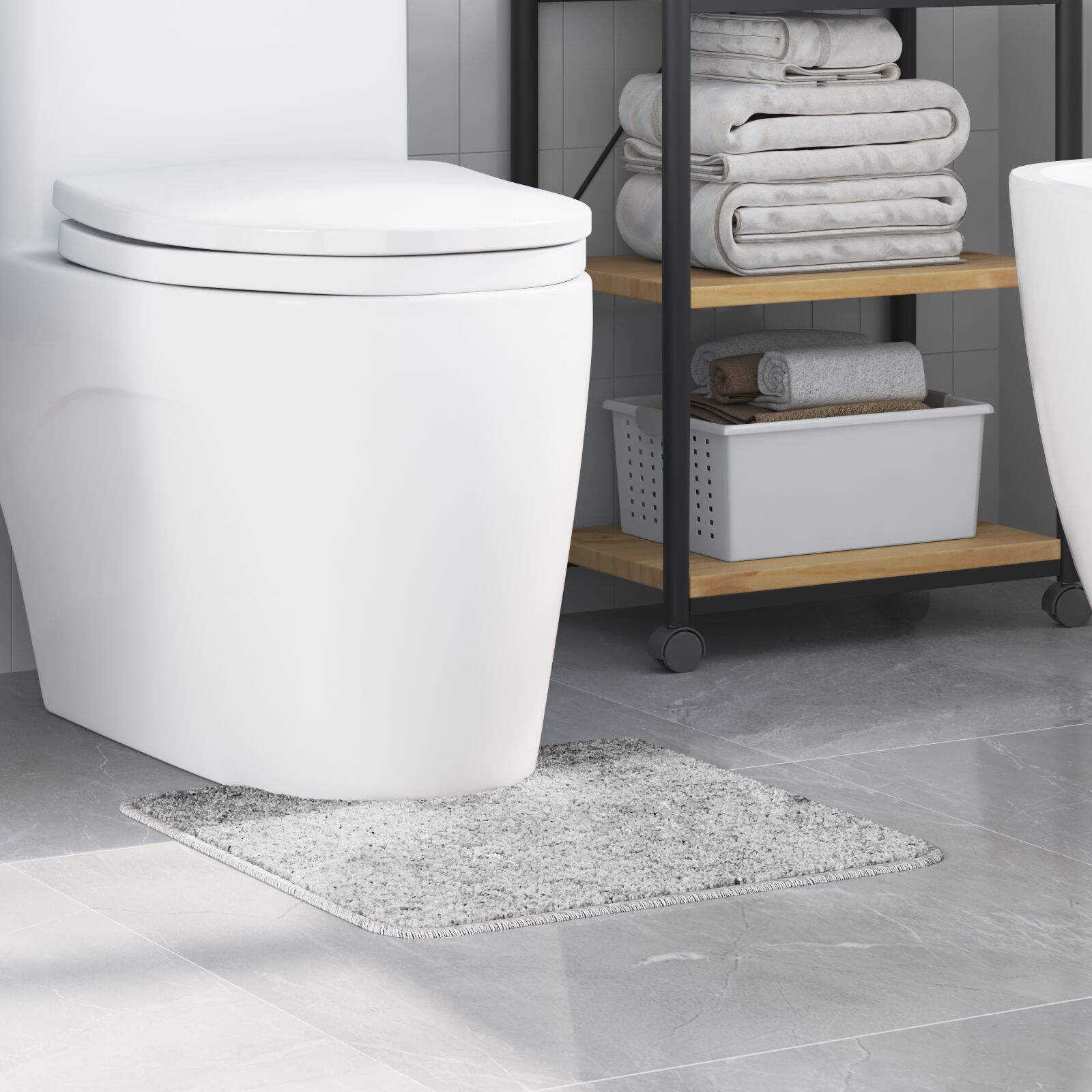 vidaXL Badematte U-Form Grau 50x50 cm Polypropylen Rutschfest