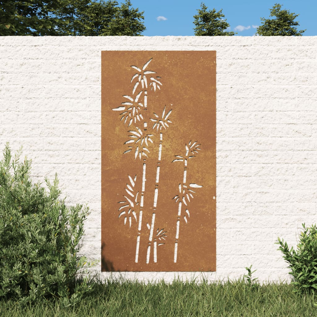 Garten-Wanddeko 105x55 cm Cortenstahl Bambus-Design Garten-Wanddeko 105x55 cm Cortenstahl Bambus-Design