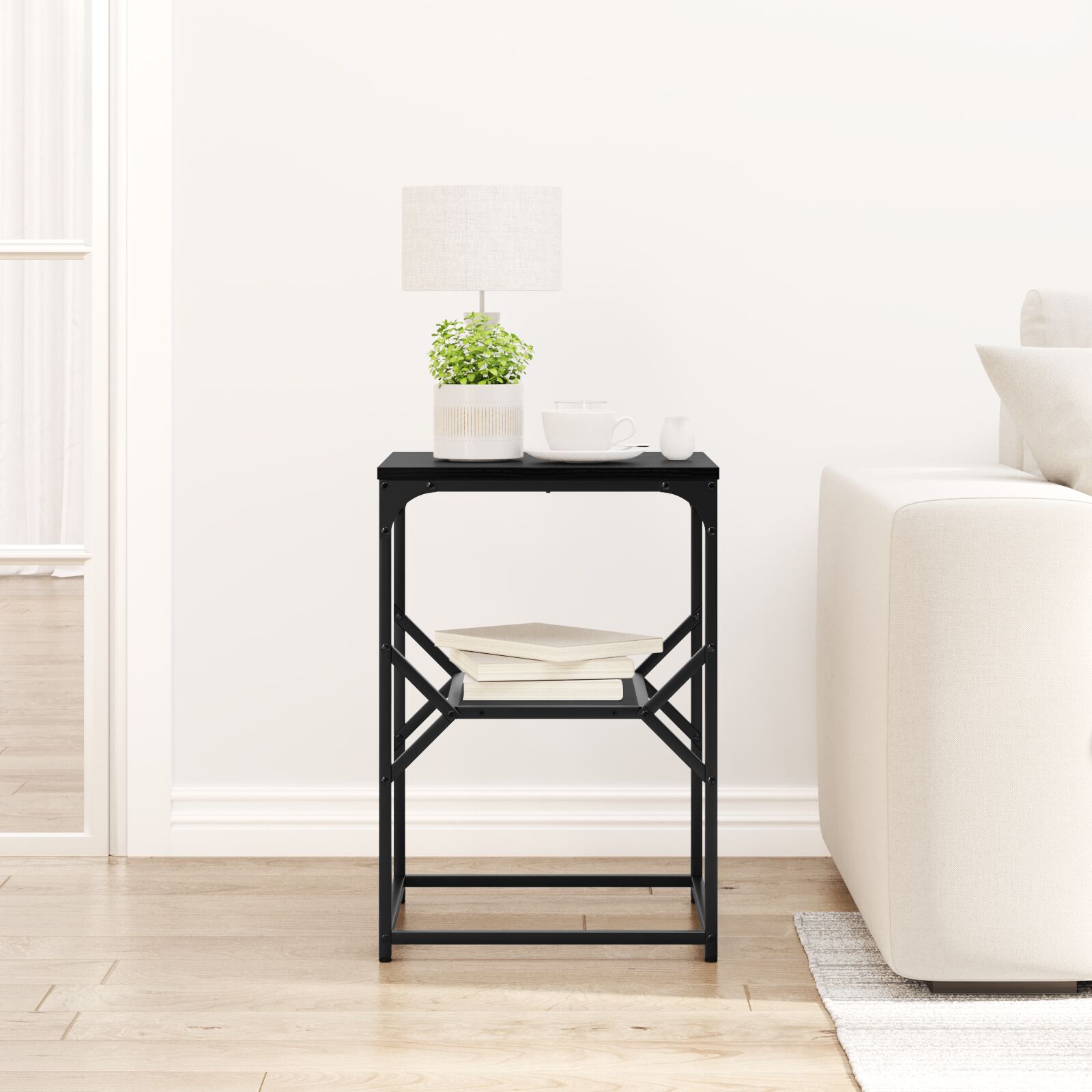 vidaXL Beistelltisch Schwarzes Eichenholz 41x40x60 cm Konstruiertes Holz
