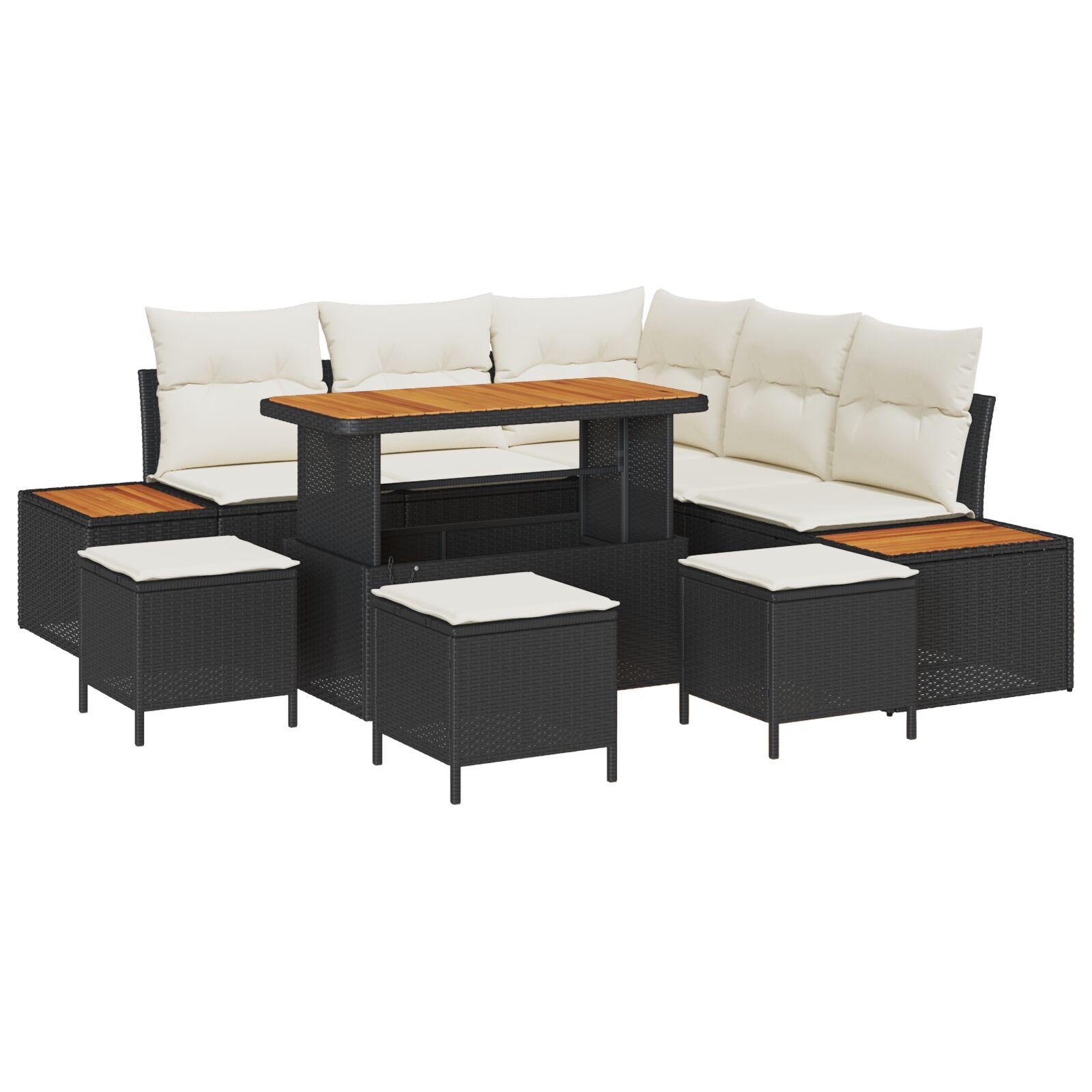 9-teiliges Garten-Sofa-Set mit Kissen Schwarz Poly-Rattan Akazie, 4-teiliges Garten-Esszimmer-Set mit Kissen Schwarz Poly-Rattan Akazie 9-teiliges Garten-Sofa-Set mit Kissen Schwarz Poly-Rattan Akazie, 4-teiliges Garten-Esszimmer-Set mit Kissen Schwarz Poly-Rattan Akazie