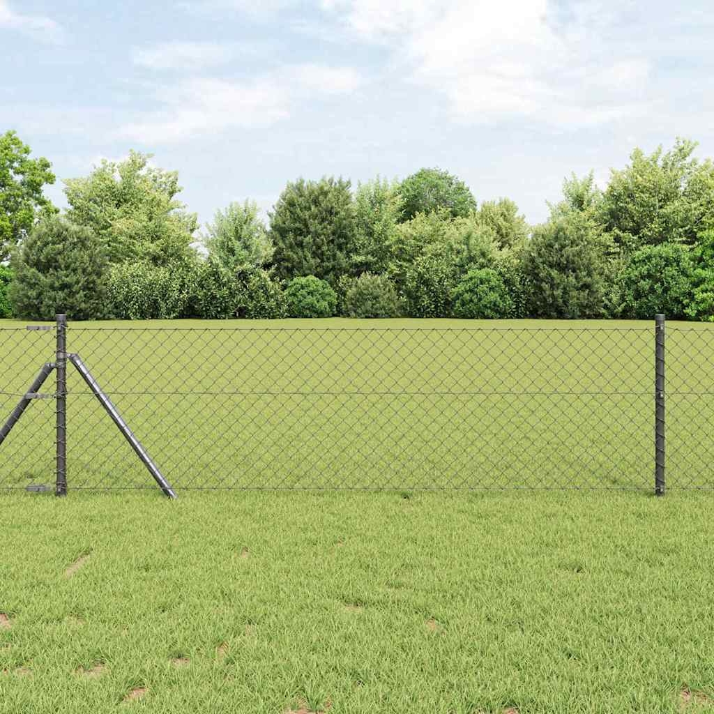 Zaunpfostenset Grau 0.8 x 10 m Verzinkter Stahl