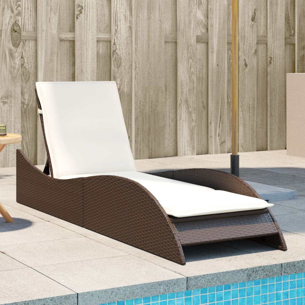 Sonnenliege mit Auflage Braun 60x205x73 cm Poly Rattan Sonnenliege mit Auflage Braun 60x205x73 cm Poly Rattan