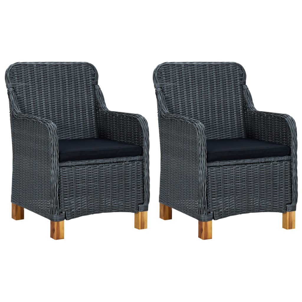Gartenstühle mit Kissen 2 Stk. Poly Rattan Dunkelgrau Gartenstühle mit Kissen 2 Stk. Poly Rattan Dunkelgrau