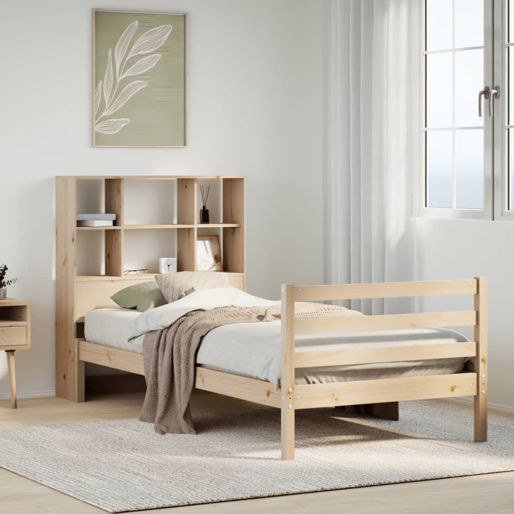 Massivholzbett mit Regal ohne Matratze 90x200 cm Kiefernholz
