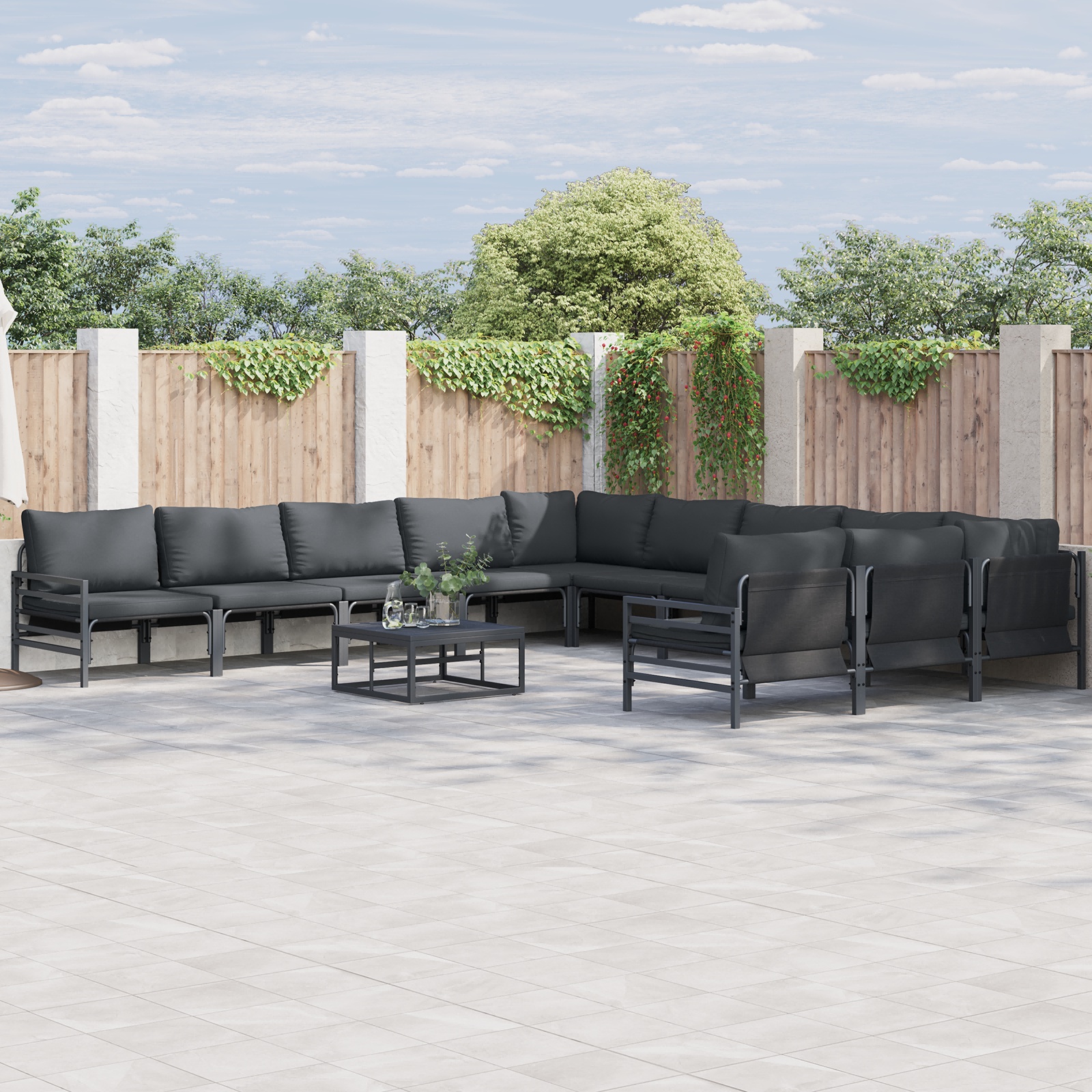 Garten-Sofa-Set 12 pcs Anthrazit Stahl