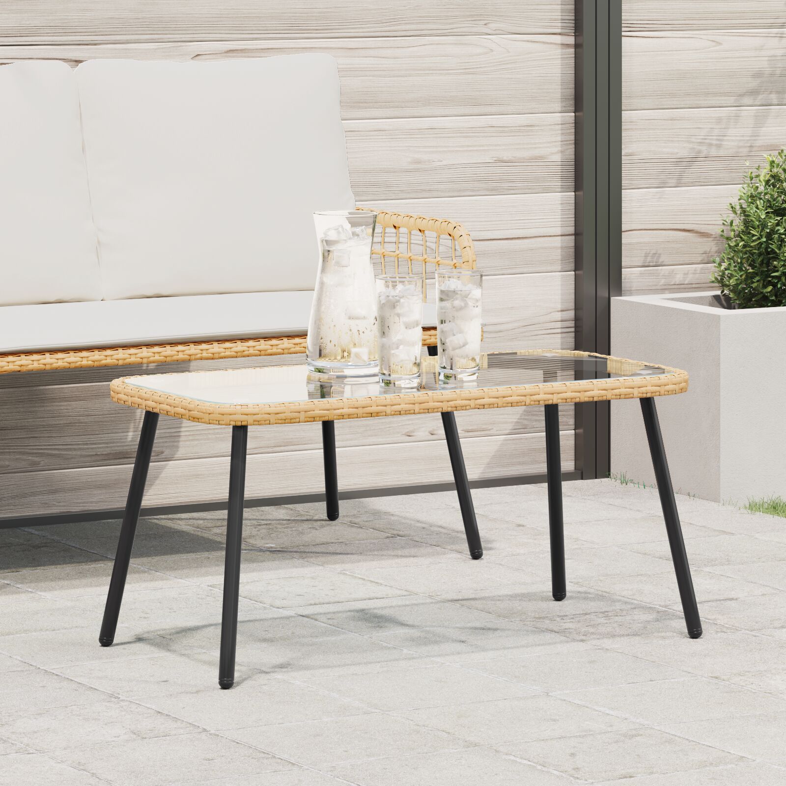 vidaXL Couchtisch Natur 90x45x42 cm Poly Rattan