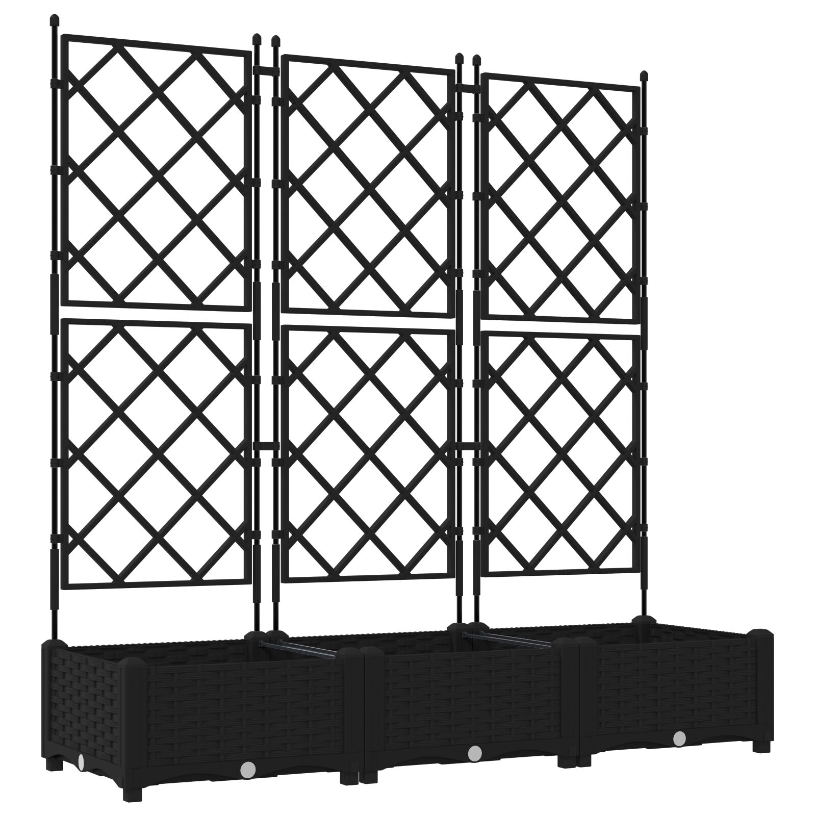 Gartenpflanzer mit Trellis 3 Stück Schwarz 120 x 40 x 125,5 cm