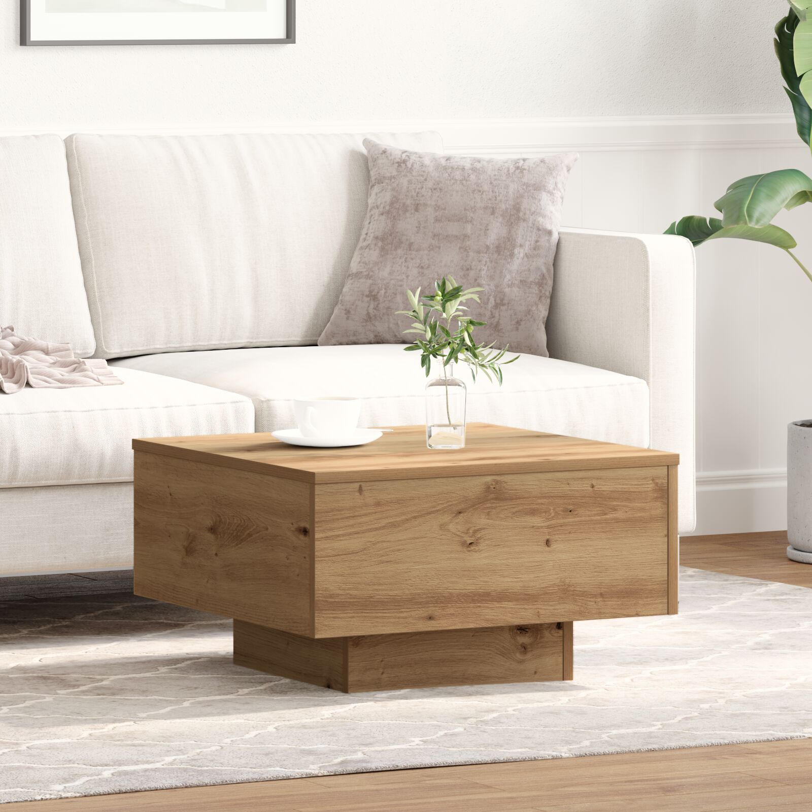 vidaXL Couchtisch Artisan aus Eiche 55x55x31 cm aus synthetischem Holz