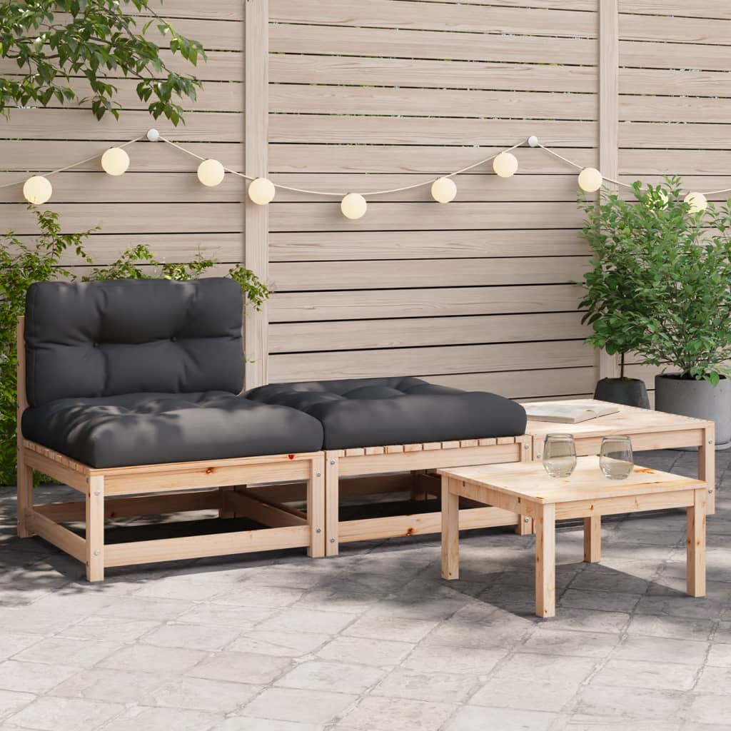 Gartensofa ohne Armlehnen mit Kissen und Hockern Gartensofa ohne Armlehnen mit Kissen und Hockern