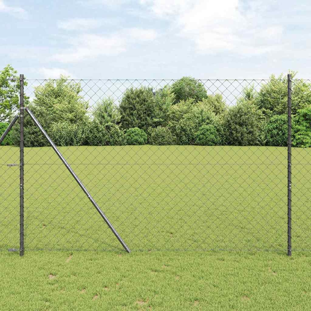Zaunpfostenset Grau 1.5 x 10 m Verzinkter Stahl