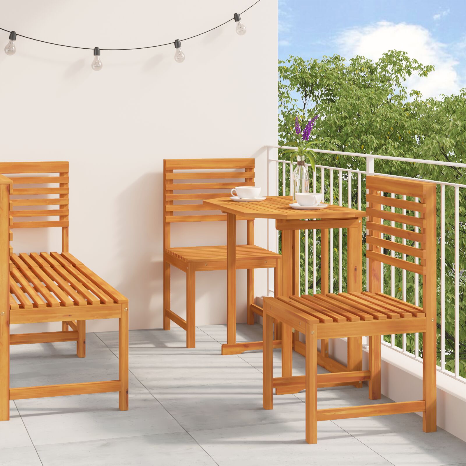 vidaXL 5-teiliges Garten-Esszimmer Set aus massivem Akazienholz