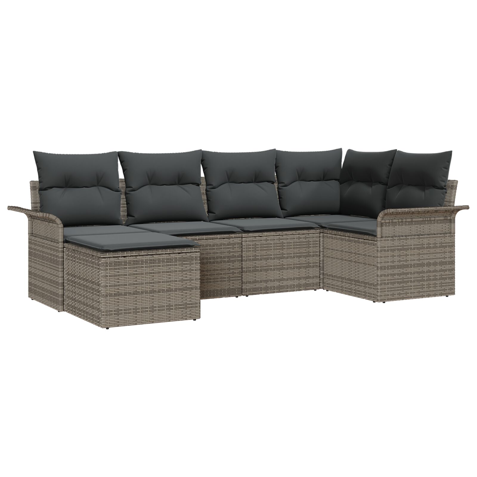 6-teiliges Garten-Sofa-Set mit Kissen Grau Poly Rattan, 2-Sitzer Garten-Sofa mit Stauraum & Kissen Grau Poly Rattan 6-teiliges Garten-Sofa-Set mit Kissen Grau Poly Rattan, 2-Sitzer Garten-Sofa mit Stauraum & Kissen Grau Poly Rattan